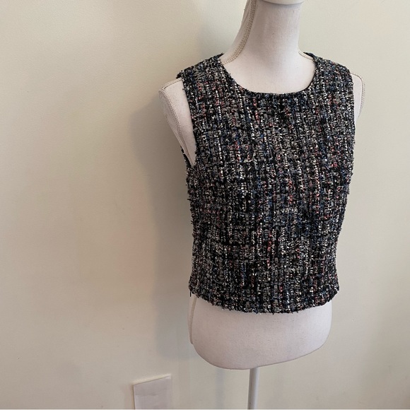 SHEIN Multi Color Tweed Cropped Tank Blouse Size Small - Picture 4 of 11